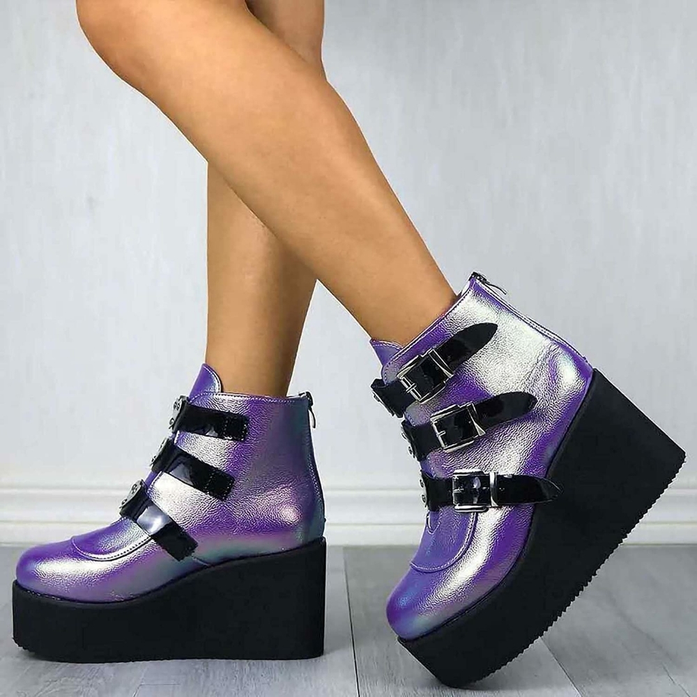BBOOY Women's ankle Retro Electro Punk High-heeled boots.